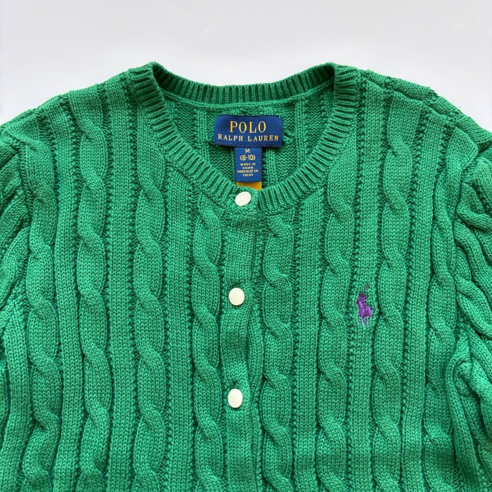 Polo Green Cardigan Sweater - Picture 3 of 9